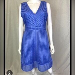 J Crew Periwinkle Striped Geo Eyelet Sleeveless Dress